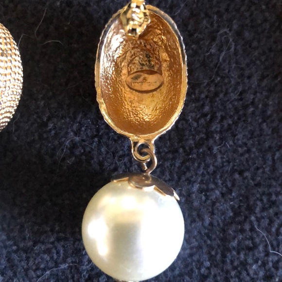 Mystique gold and pearl pierced earrings - Picture 2 of 3